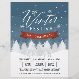 Sneeuwblauw Winter Festival Bomen & Herten Event Flyer