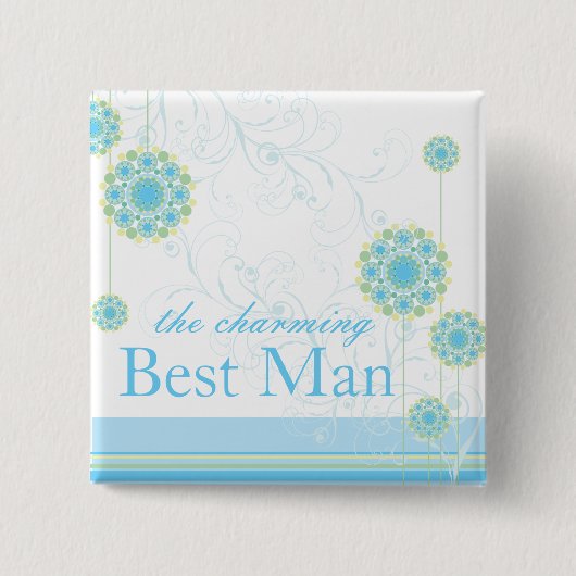 Sneeuwbloem Blauw Beste man Aangepaste Button (Voorkant)