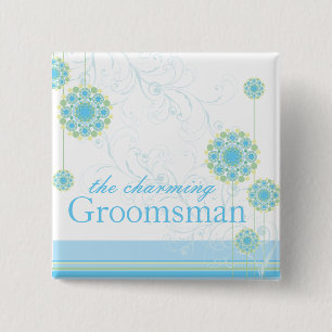 Sneeuwbloem Blauwe Groomsman Aangepaste Button