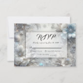 Sneeuwbloemen in Bevroren Bloei Bruiloft RSVP Kaartje (Voorkant)