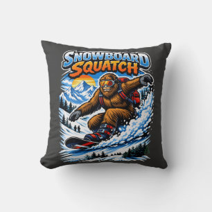 Sneeuwboard Squatch – Grappige Bigfoot-sneeuwboard Kussen