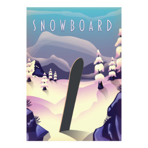 Sneeuwboard vintage stijl reisposter foto afdruk