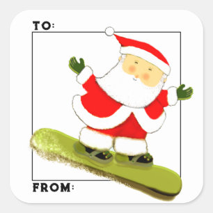 Sneeuwboarden kerstcadeau labels
