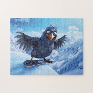 Sneeuwboarden Raaf In Winter Toon Stijl Legpuzzel