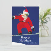 Sneeuwboardende Kerstman Feestdagenkaart (Staand voorkant)