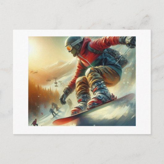 Sneeuwboarder, Briefkaart (Voorkant)