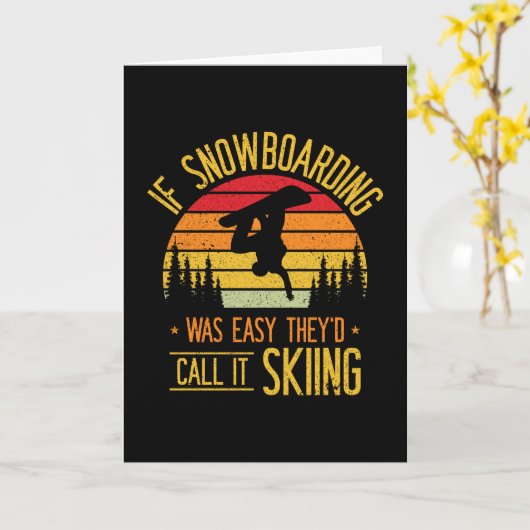 Sneeuwboarder met Retro-skiën op sneeuwsneeuwboard Kaart (Gele Bloem)