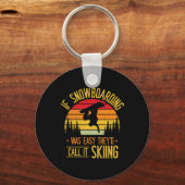 Sneeuwboarder met Retro-skiën op sneeuwsneeuwboard Sleutelhanger (Voorkant)