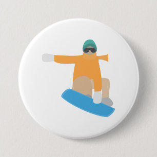 Sneeuwboarder Ronde Button 7,6 Cm