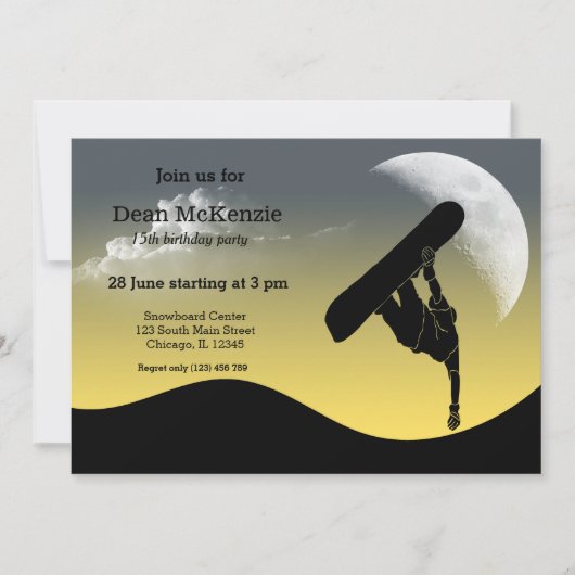 Sneeuwboardfeestje Kaart (Voorkant)