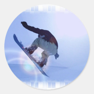 sneeuwboarding-12 ronde sticker