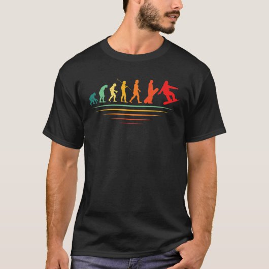 Sneeuwboardklep voor Evolutierretro Snowboard T-shirt (Voorkant)