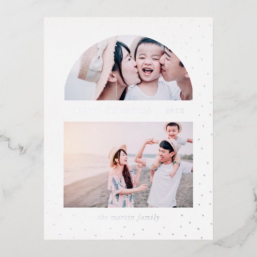 Sneeuwbol Kerst Foto Folie Feestdagen Briefkaart (Voorkant)