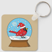 Sneeuwbol met Cute Rode Kardinaal Sleutelhanger (Achterkant)