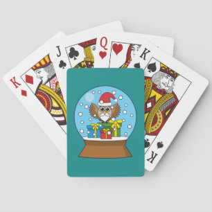 Sneeuwbol met Kerstman Uil Pokerkaarten