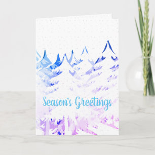 Sneeuwbomen Blauw Paarse Witte Kerst Feestdagen Kaart