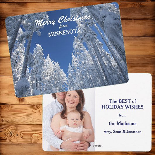 Sneeuwbomen uit Minnesota Photo Template Feestdagenkaart