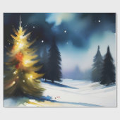 Sneeuwbomen winterlandschap schilderen cadeaupapier (Vlak)