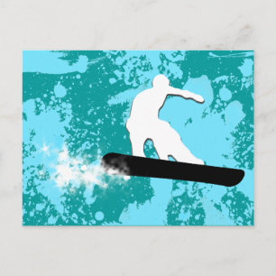 Sneeuwbord. poederspoor. briefkaart