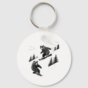 Sneeuwbordberen, Grappige wintersport, Skibaan, Fu Sleutelhanger