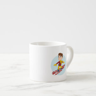 Sneeuwbordende jongen cartoon espresso kop