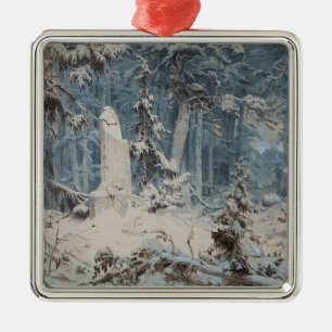 Sneeuwbos in de winter (door Andreas Achenbach) Metalen Ornament