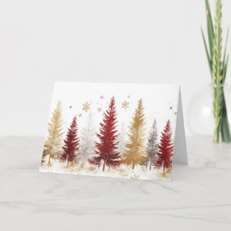 Sneeuwbos met gouden en zilveren bomen kaart