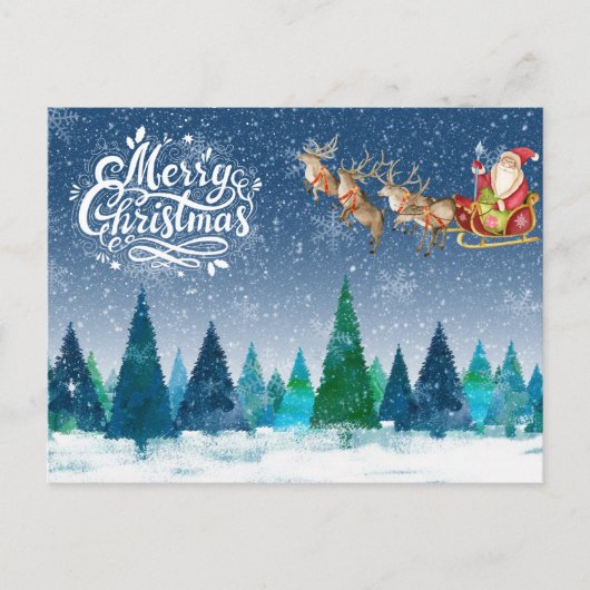 Sneeuwbos met vrolijk kerstfeest en Sinterklaas in Feestdagenkaart (Voorkant)