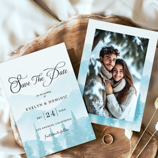 Sneeuwbos Winter Wedding Foto Save The Date
