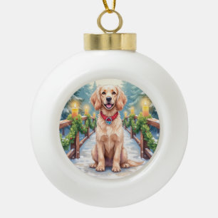 Sneeuwbrug Boykin Spaniel Kerst Kunst Keramische Bal Ornament