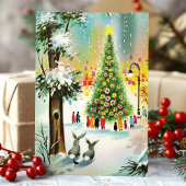 sneeuwbundels kerstboomscène feestdagen kaart