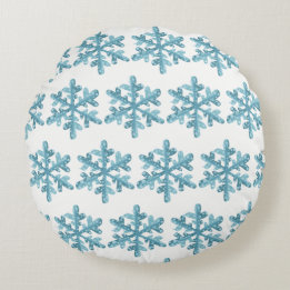 Sneeuwdag Blauwe Snowflake Cozy Round Rond Kussen