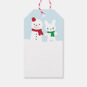 Sneeuwdag - Bunny & Snowman Cadeaulabel (Achterkant)