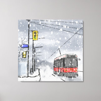 Sneeuwdag in Toronto Canvas Afdruk