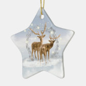 Sneeuwdeer kerstversiering keramisch ornament (Links)