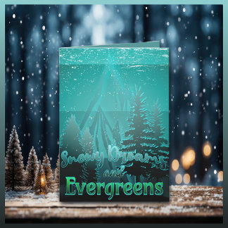 Sneeuwdromen en Groene Bomen Feestdagen Kaart