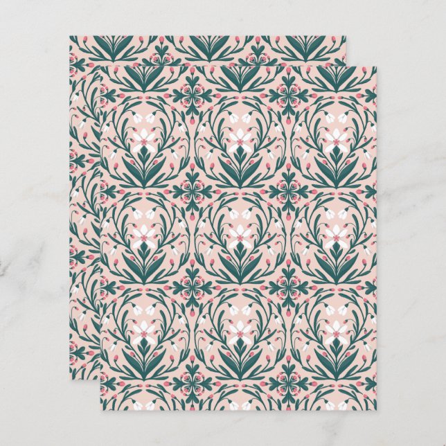 Sneeuwdruppels bloemenpatroon plat papier blad (Voorkant / Achterkant)