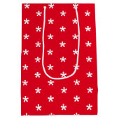 Sneeuwen - White Snowflakes red Winter gift Medium Cadeauzakje (Achterkant)