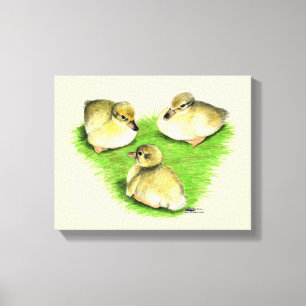 Sneeuwende eendkuikens canvas afdruk