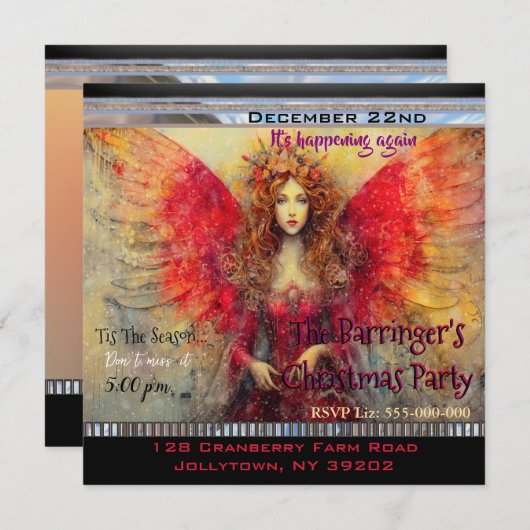 Sneeuwengel Feestelijk Kerstfeest Kaart (Voorkant / Achterkant)