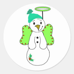 Sneeuwengel Ronde Sticker