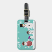 sneeuwfamilie bagagelabel (Voorkant verticaal)