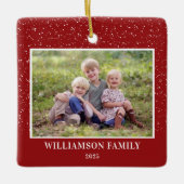 Sneeuwfamilie Foto Keepomwille Red Kerstmis Keramisch Ornament (Voorkant)