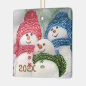 SNEEUWFAMILIE KERAMISCH ORNAMENT (Links)