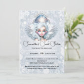 Sneeuwfee prinses winter sneeuwvlok pixie meisje kaart (Staand voorkant)