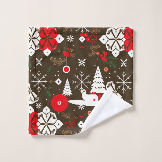 sneeuwfestiviteiten-patroon bad handdoek (Wasdoekje)