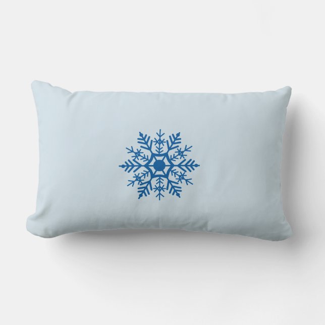 Sneeuwflake Blue Motif Winter Kussen (Voorkant)