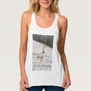 Sneeuwgans paradeert tanktop