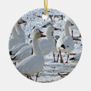 Sneeuwganzen op Cornfield (Winter) Keramisch Ornament