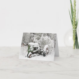 Sneeuwgedekte trekker feestdagen kaart